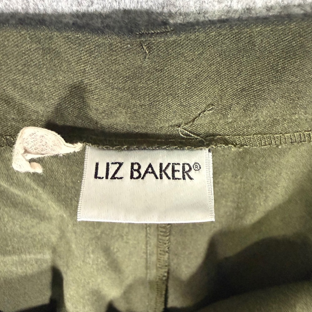 Liz Baker Trousers Women 18 Olive Green Pleated Elastic Waist Tapered Vintage - Picture 2 of 9